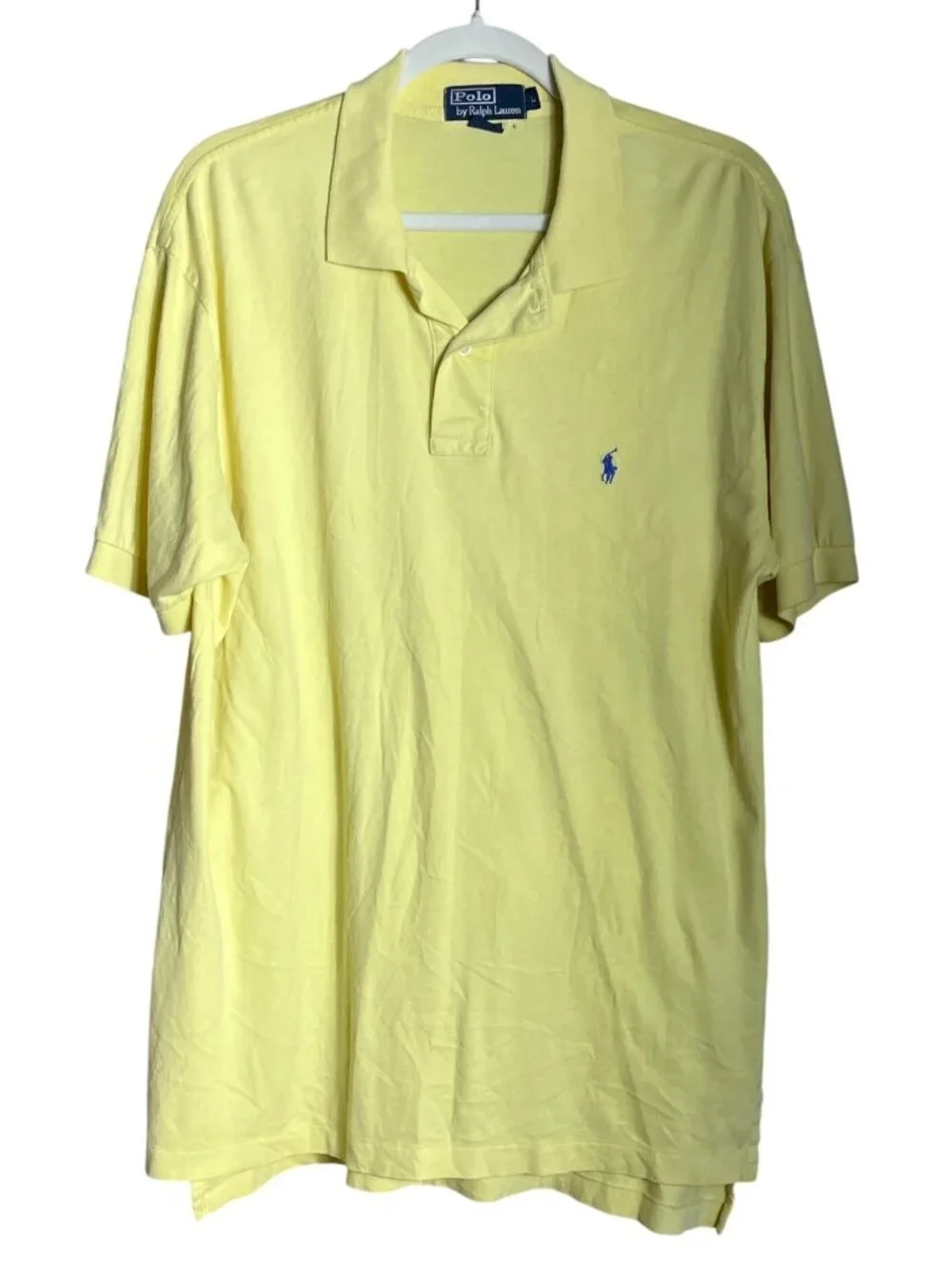 Polo Ralph Lauren Shirt Yellow Cotton Lightweight Preppy Summer Casual Men L